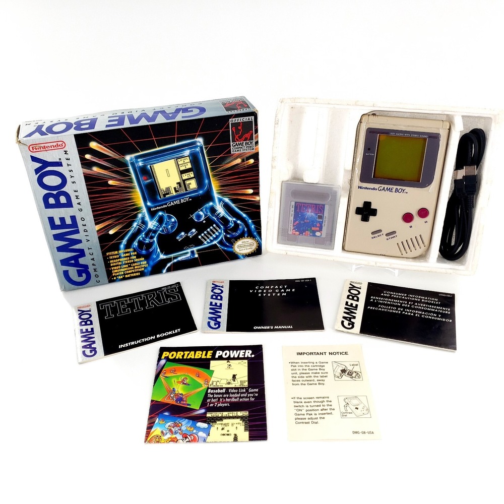 Original Nintendo Gameboy DMG-01 Tetris Bundle Complete In Box New Glass Lens
